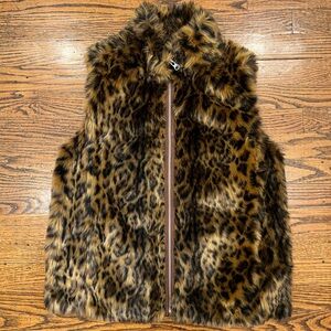 J. Crew Leopard Print Faux Fur Vest